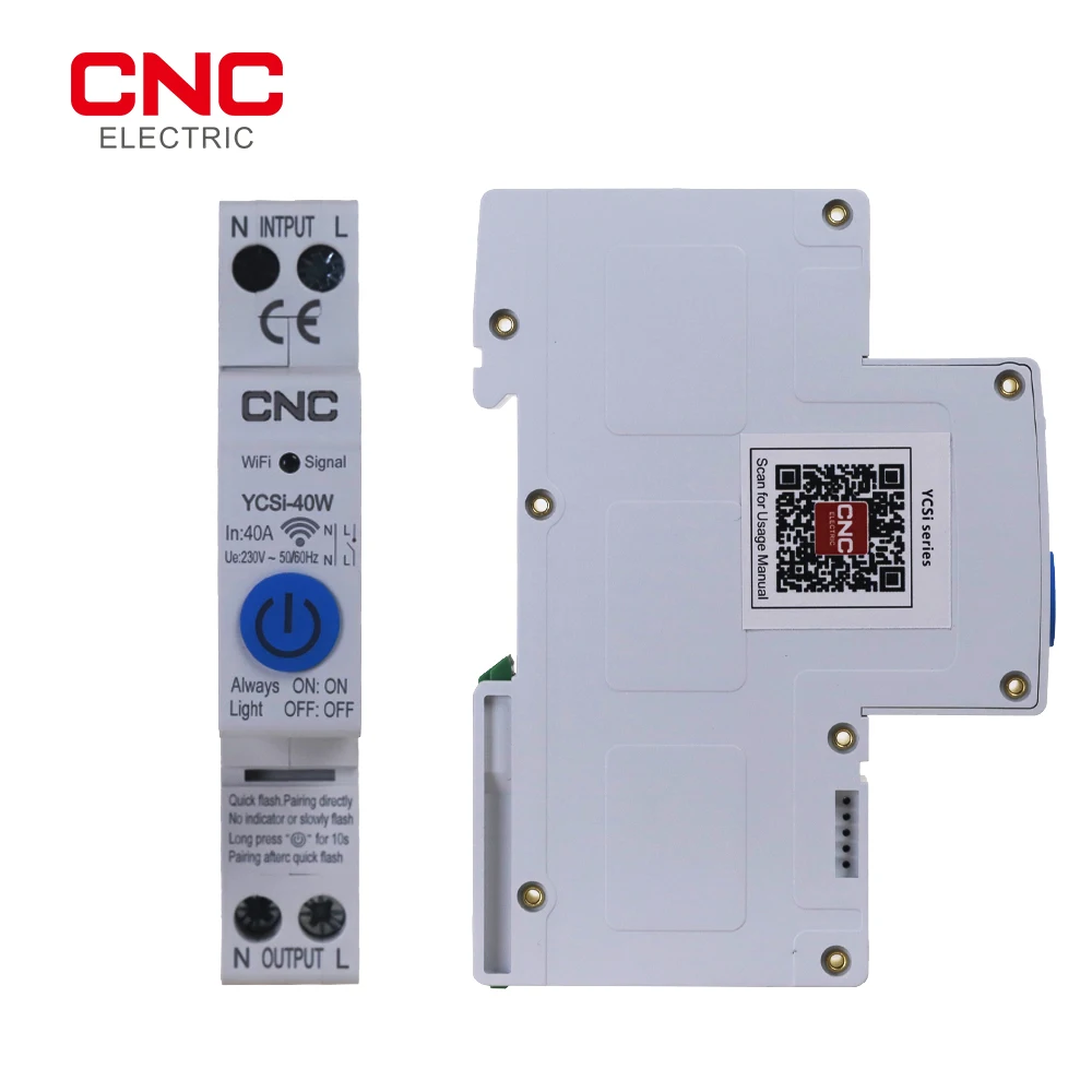 CNC WIFI Smart Switch 40A 1P+N Energy Meter Kwh Metering Monitoring Timer Relay MCB TUYA Smartlife Voltage Current Protection