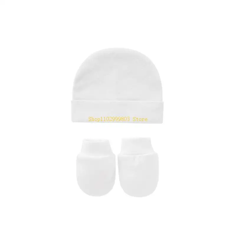 

Baby Mitten Socks Anti Scratching Soft Cotton Gloves Hat Foot Cover Set J0MF