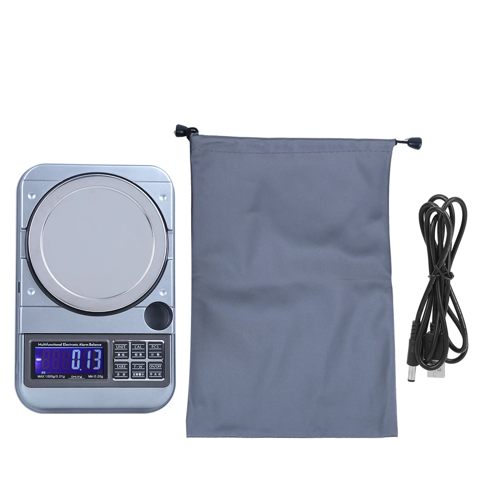 

1000g/0.01g Jewelry Scale with Quantitative Alarm Rechargeable Digital Pocket Scale with Backlit LCD for seasoner the kitchen