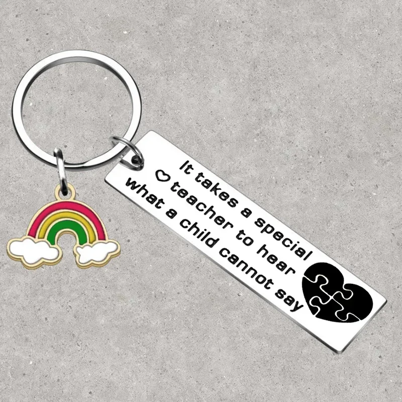 Hot Teachers Appreciation Gifts Keychain Autism Awareness Teacher Speech Therapist Thank You Key Ring Autism Teacher Day gift