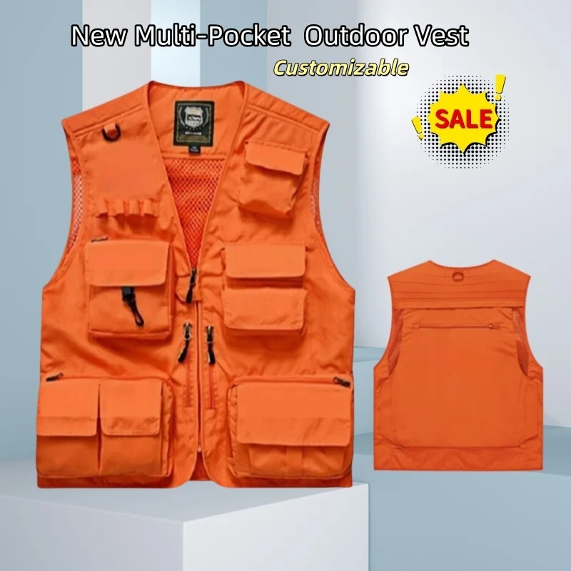 7XL large size Outdoor photography  loose  work clothes Multi-pocket function vest  Custom logo store vest 16 colors