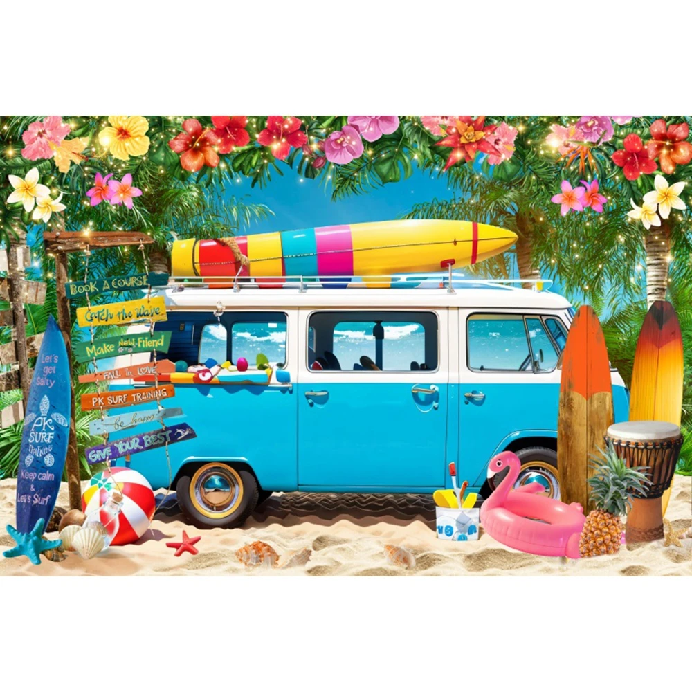 Photography Background Summer Party Tropical Sea Seaside Ocean Backdrop Beach Wave Natural Scene Birthday Photo Studio Banner