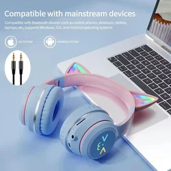GRB Glow Wireless Bluetooth Earphone TYPE-C Cat Ear Gaming Headphones Blutooth Gamer Headset With Microphone Hifi Choice Xaomi