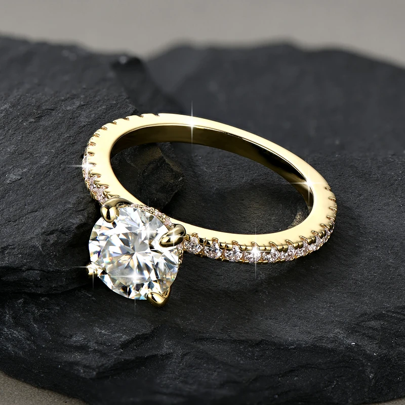 OXTAO Moissanite Engagement Rings 2CT D VVS1 for Women 14K Gold Filled Shiny Solitaire Lab Imtation Diamond Ring Wedding Jewelry