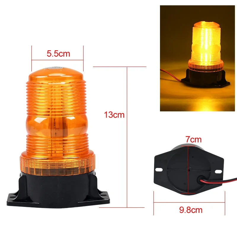 12V-24V LED High Power Emergency Warning Light 360° Rotating Flash Red Yellow Blue Work Light Forklift  Car Work Signal Lamp