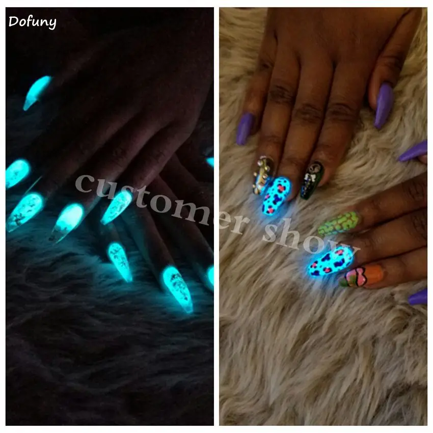 Poudre lumineuse scintillante pour ongles, Pigment Fluorescent phosphorescent pour Nail Art, décoration de vernis