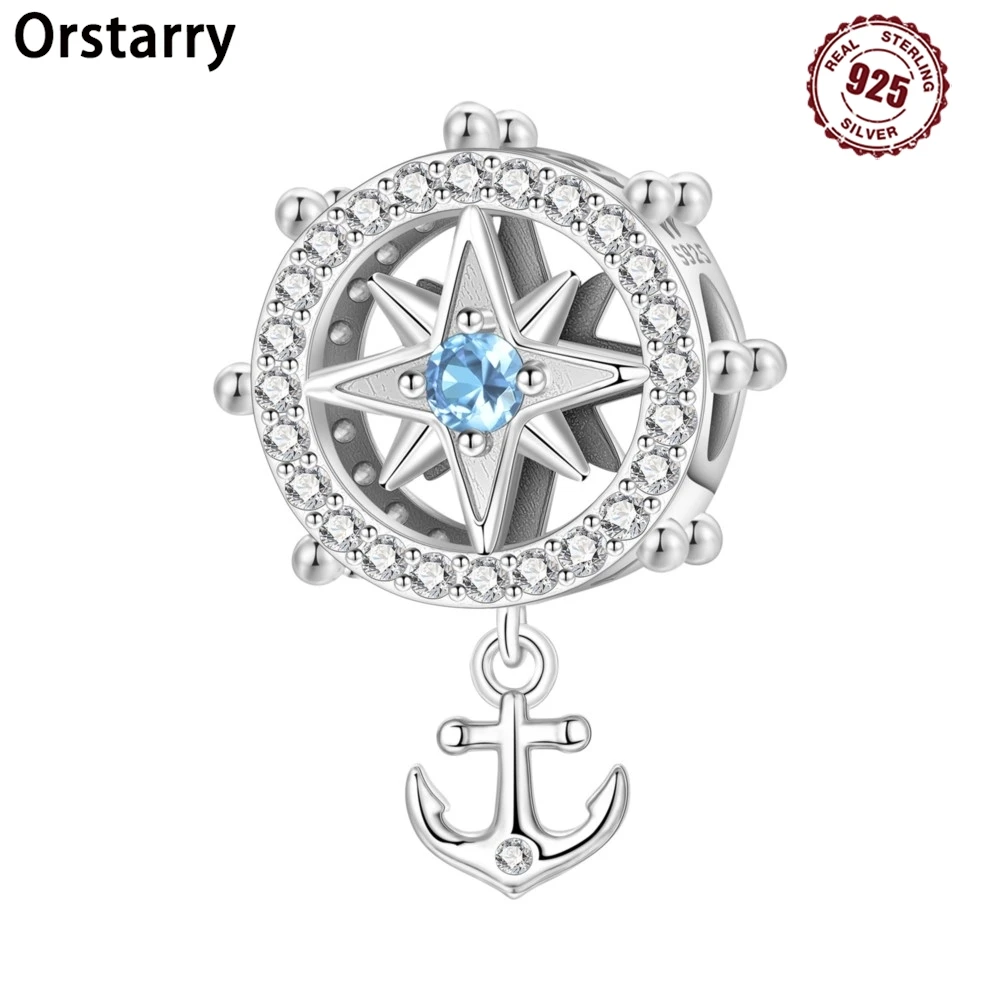 Orstarry 925 Sterling Silver Rudder Fringe Ocean Original Pendants Bracelet Charms Jewelry Party Beads DIY Trendy Gifts