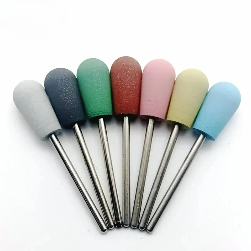 1 قطعة Cuspidal رئيس 7 ألوان المطاط و كربيد السيليكون مبرد أظافر الكهربائية آلة أظافر مسمار الحفر اكسسوارات أدوات مسمار بت #3