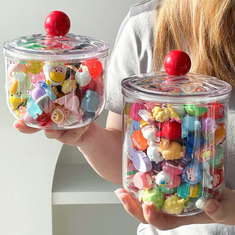 Cute Storage Jar For POP-MART Display Stand Scene Blind Box Storage Box Sealed Mini Handmade Figures Display Box Dolls Organizer