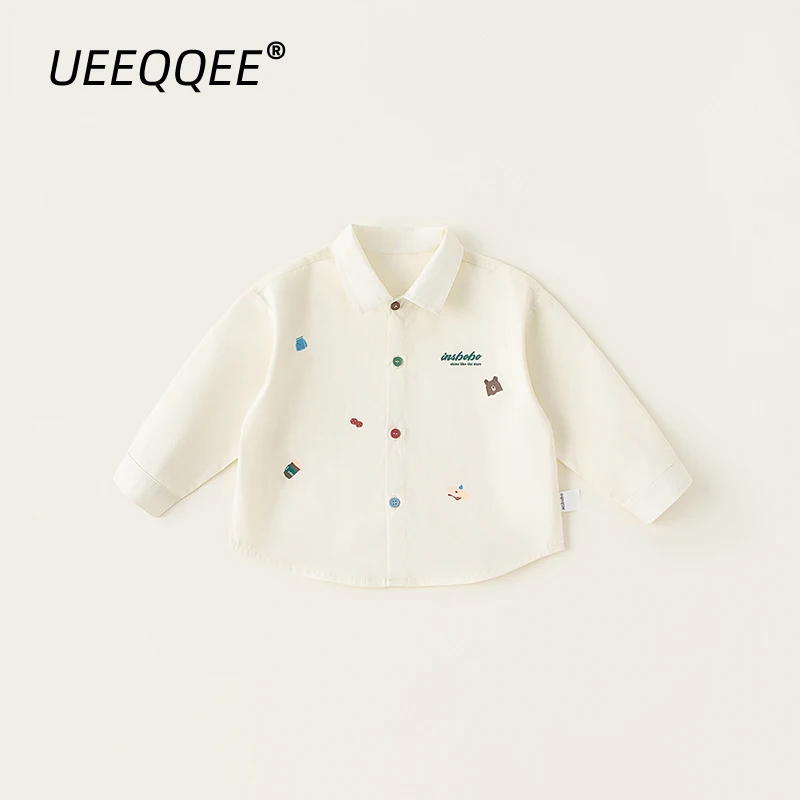 Spring Autumn Children Shirts 1-10Y Boys Cotton Print Cartoon Long Sleeve Casual Tops Korean Toddler Wear For Kids Clothing New