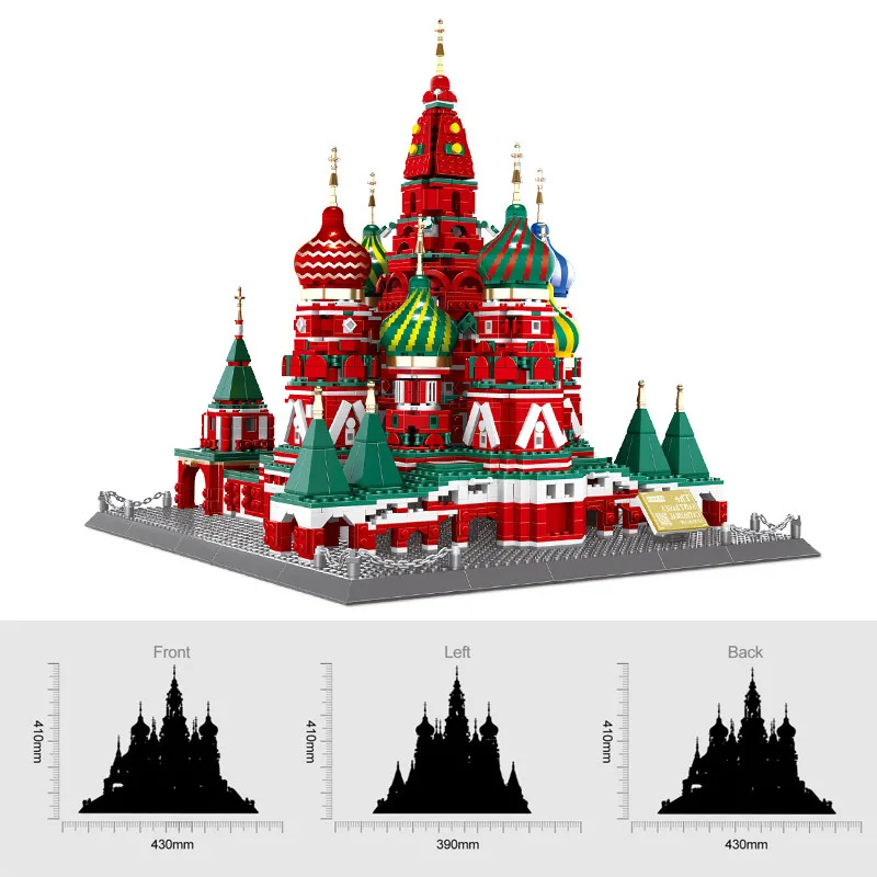 Creative Building Block  Saint Basils Cathedral Moscow Russia Construction Model Brick Historical Architecture Toy Collection