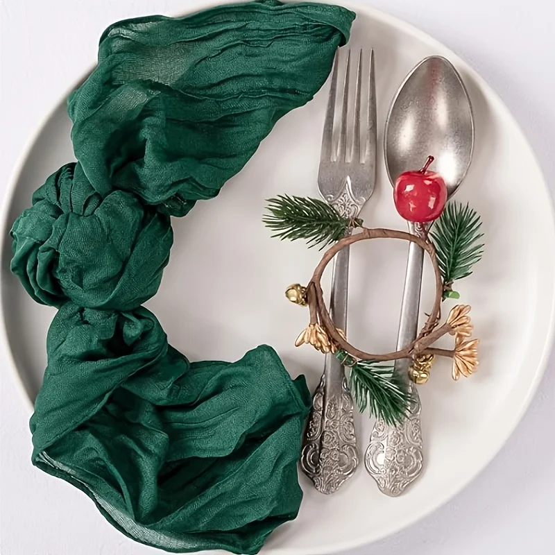 6/12/18Pcs Solid Color Crinkle Fabric Napkins Boho Style Napkins Wedding Home Decor Napkins