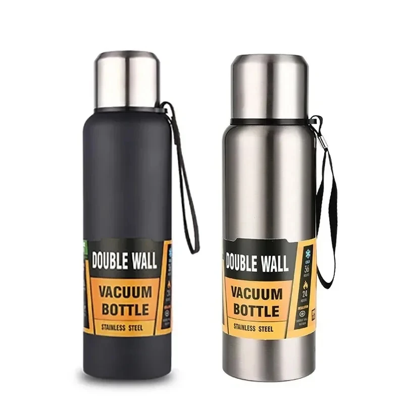 500/1000/1500ml Stainless Steel Thermos Large Capacity Vacuum Flask Portable Insulated Tumbler with Rope Thermo Bottle