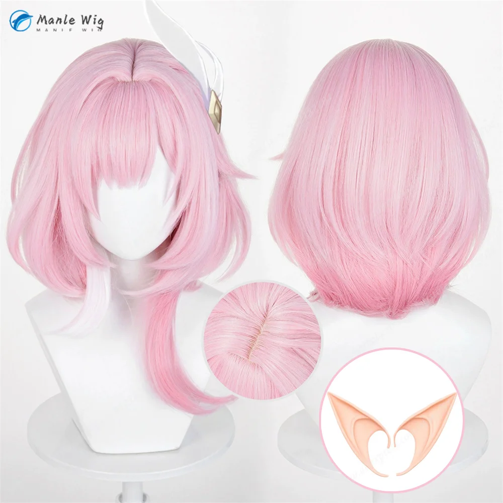 

Парик для косплея HSR Cyrene, розовые блики, белые парики 38 см, термостойкие синтетические волосы для женщин, парик для косплея аниме на Хэллоуин