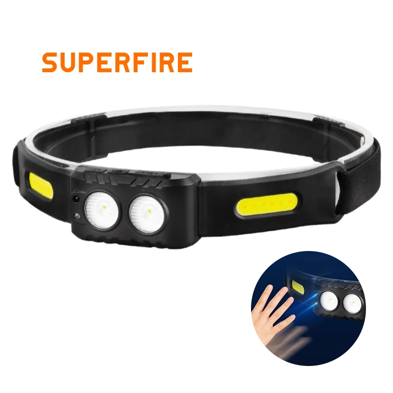 

2025 SUPERFIRE HE03-A Headlamp Rechargeable Head Flashlight Mini Induction headlight led head Battery Outdoor Camping Lantern