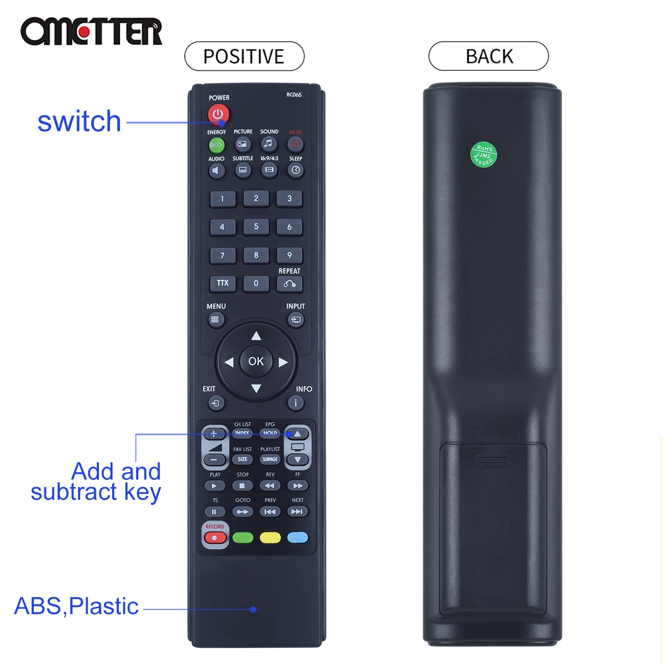 Novo controle remoto para BLU:SENS LCD LED TV RC065 Controller