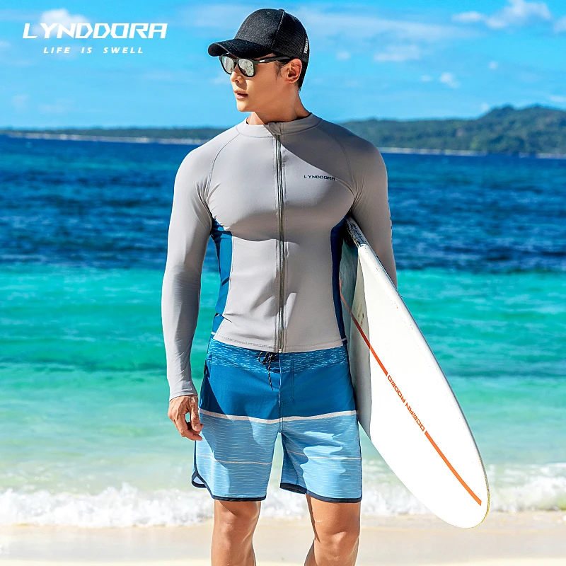SAILBEE Mens UV Protect Surfing Rash Guard Long Sleeve Swimsuit Rashguard Surf Shirt Top M0116