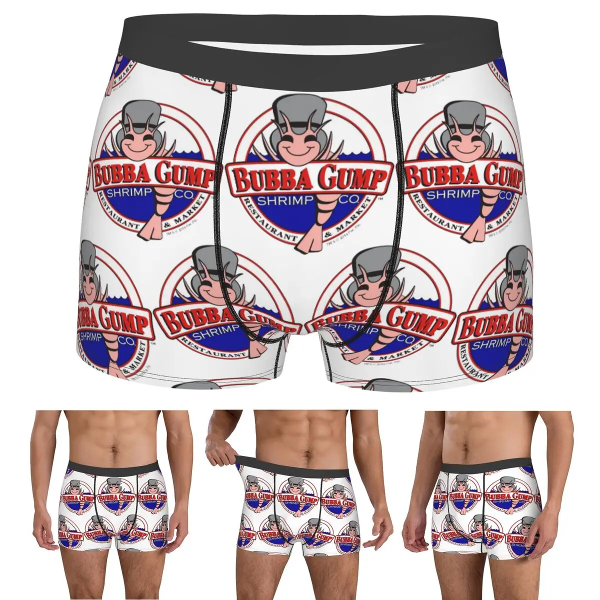 Boxer Underpants Shorts Bubba Gump Forest Shrimp Seafood Panties Male Breathable Underwear for Homme Man Boyfriend Gifts