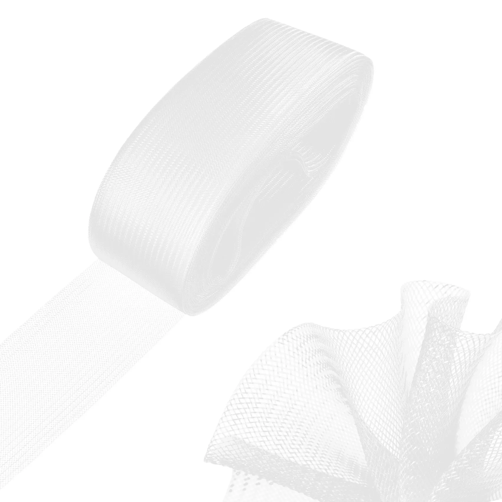 

50mm 50Yards Flat Stiff Plain Hard Crinoline Horsehair Mesh Braid For Wedding Dress/Hat Sewing Accessories-White