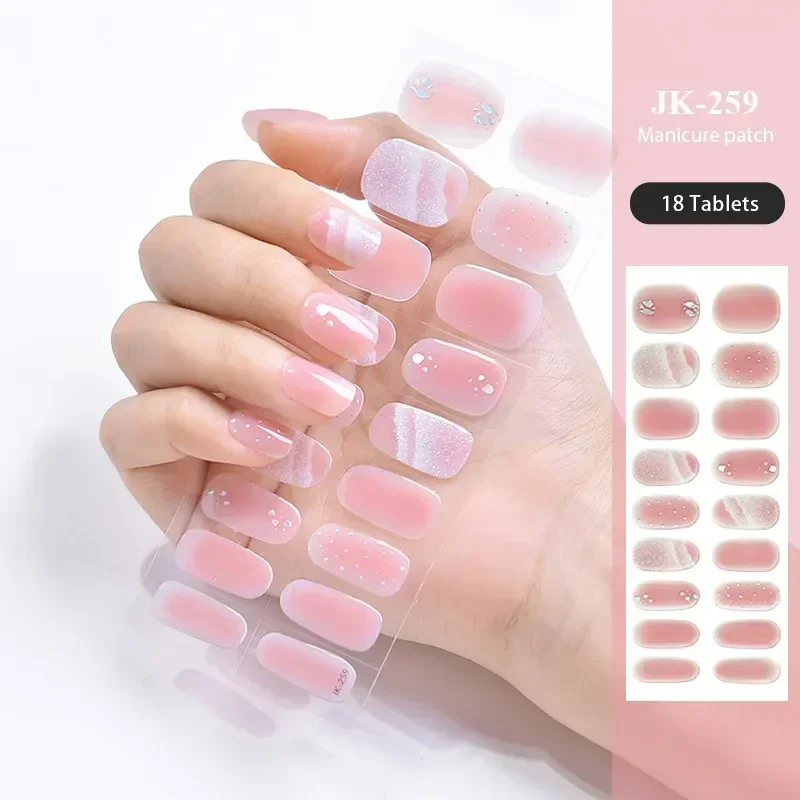 16/18/20Tips French Gel Nail Strips Patch Sliders Adhesive Waterproof Long Lasting Full Cover Gel Nail Stcikers UV Lamp Need