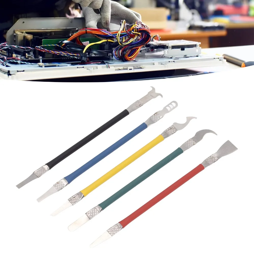 5 pcs Stainless Steel Electronics Pry Spudger Tool Double Head Lightweight Motherboard Repair Tool Chip Disassembly Kit