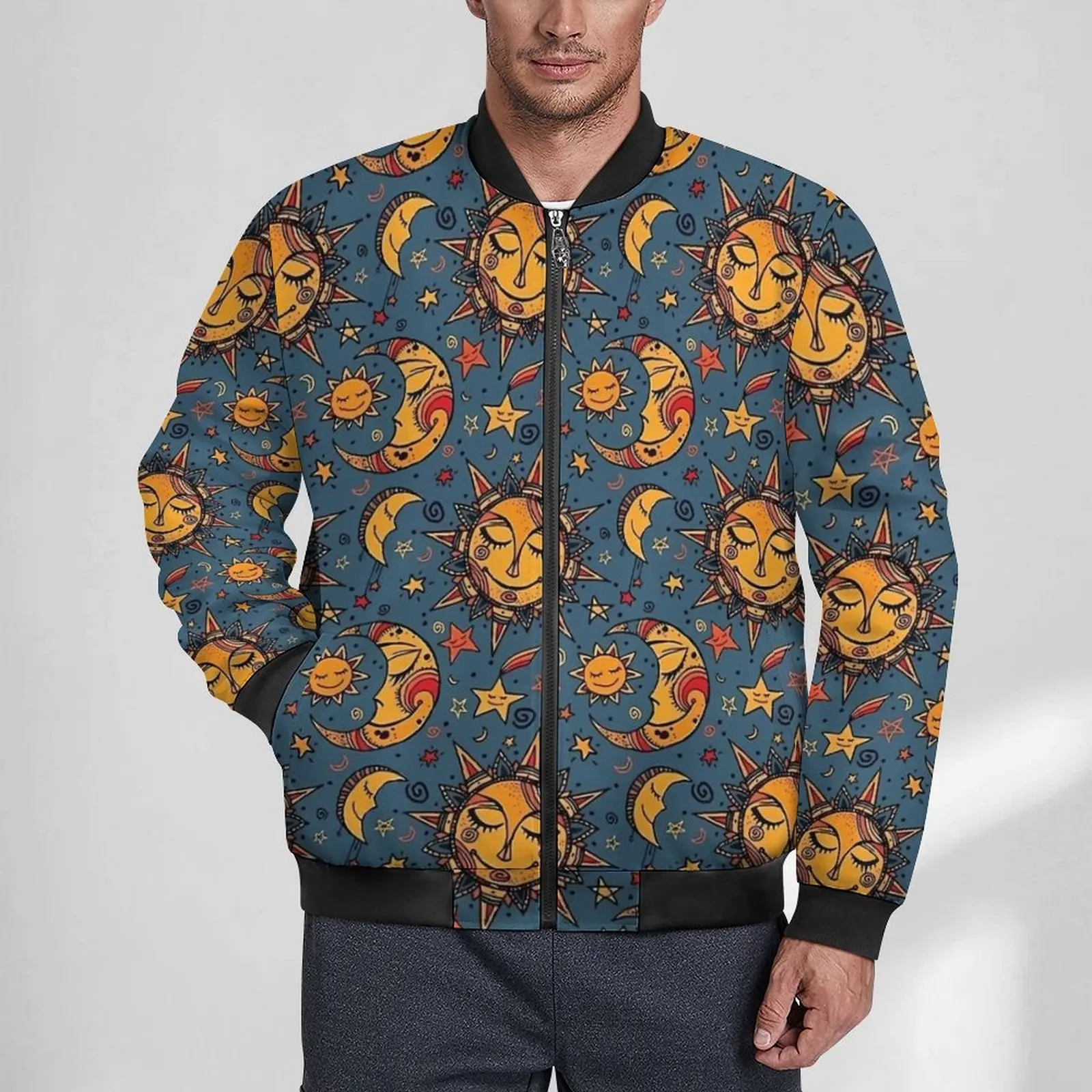 

Abstract Moon And Sun Design Casual Jackets Men Coats Autumn Aesthetic Jacket Hooded Graphic Classic Windbreakers Big Size 6XL