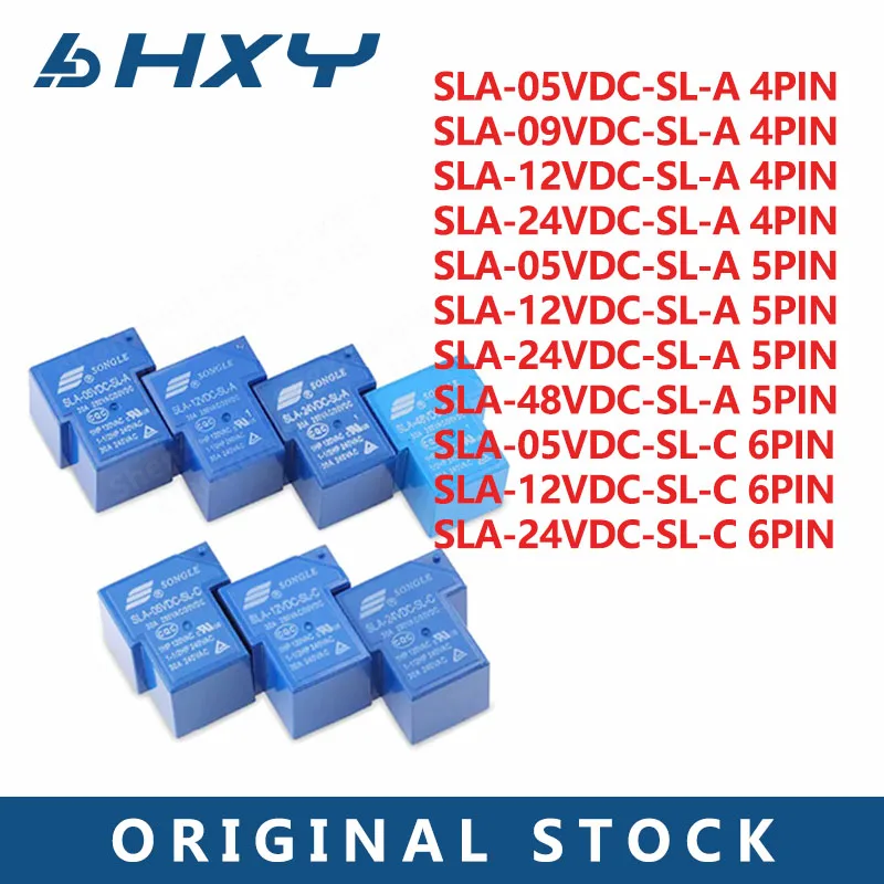 1PCS 5V 12V 24V 48V timing relay Power relay SLA-05VC-SL-A SLA-12VD-SL-A SLA-24VD-SL-A-C T90 30A 4/5/6PIN