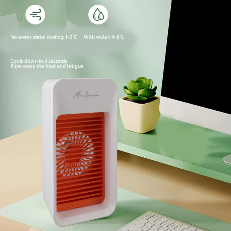Desktop Spray Fan Multifunctional Efficient Silent Plug In Type Table Cooling Fan Small Misting Fan For Home Office White Orange