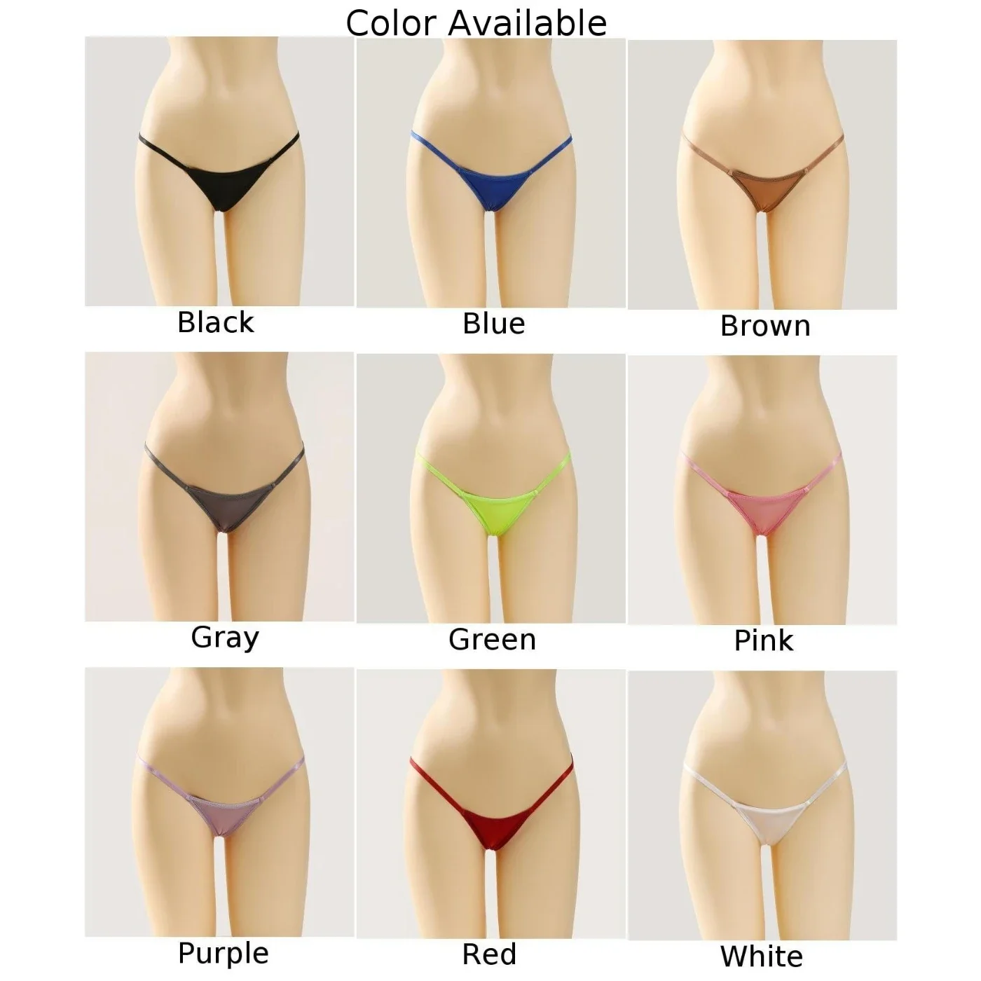 Womens Shiny Glossy Silky Thin Sexy Low Waist Bikini Thong TPants Underwear