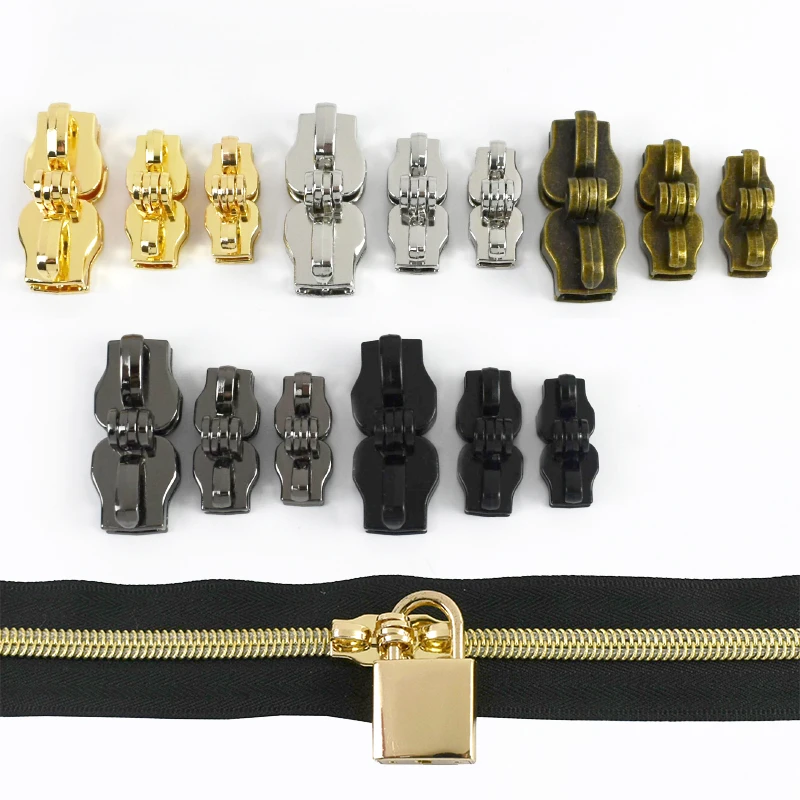 2/4/10 أزواج منزلق بسحاب بفتحة مزدوجة للأمتعة 5 #   8 #   10 #   الرمز البريدي النايلون المؤشر المحفظة قفل إغلاق السوستة مجتذب رئيس إصلاح أطقم