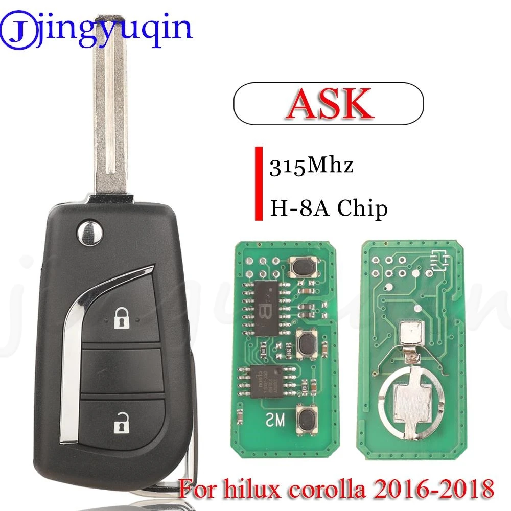 jingyuqin 2Button Flip Remote Car Key Fob 315MHZ ASK H (8A) Chip For Toyota RAV4 Camry Hilux Corolla 2016 - 2018 Car Accessories