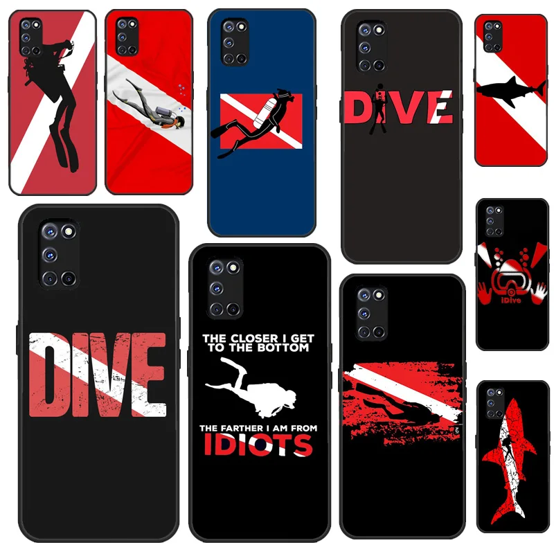 Dive Scuba Diver Shark Diving For OPPO A5 A9 2020 A31 A53 A52 A72 Reno 2 Z Find X3 Pro A3S A91 A93 A15 A1K Phone Case