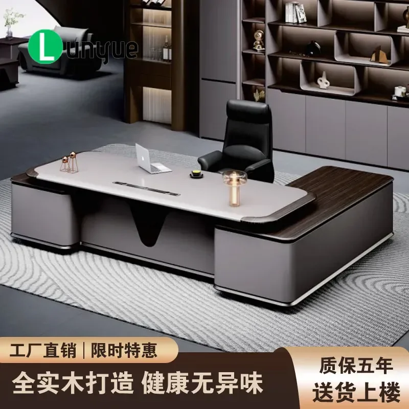 Light Luxury Boss Desk Modern Simple High End Office Table Chair Combination Executive President Workstation for Manager Room