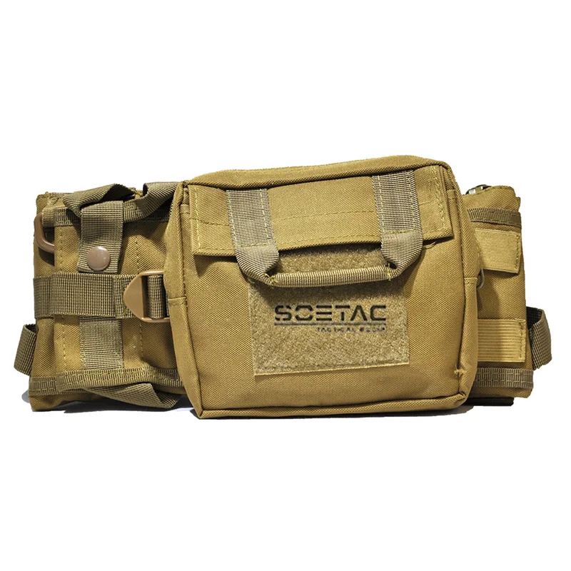 SOETAC Molle Nylon Tactical Bag EDC Multi-function Waist Pack Bags Hiking Phone Pouch Outdoor Sports Climbing Camping Belt Bags