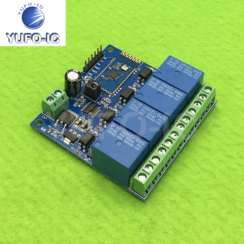 Free Ship 2pcs 12V 4-Way Bluetooth-compatible Relay Module Four Bluetooth-compatible Smart Home Phone App Remote Control Switch