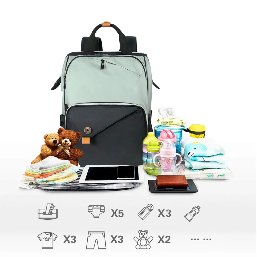 

Diaper Bag Backpack,Large Capacity Travel Back Pack Maternity Baby Nappy Changing Bags, Double Compartments