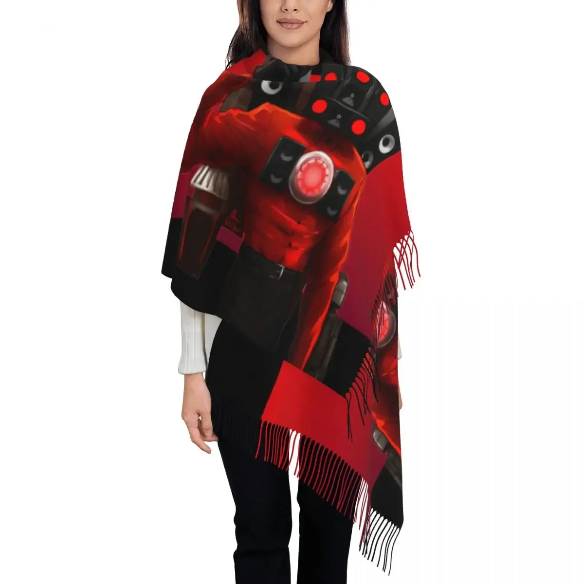 Custom Print Hot Game Titan Speakerman Skibidi Toilet Scarf Men Women Winter Warm Scarves Shawls Wraps