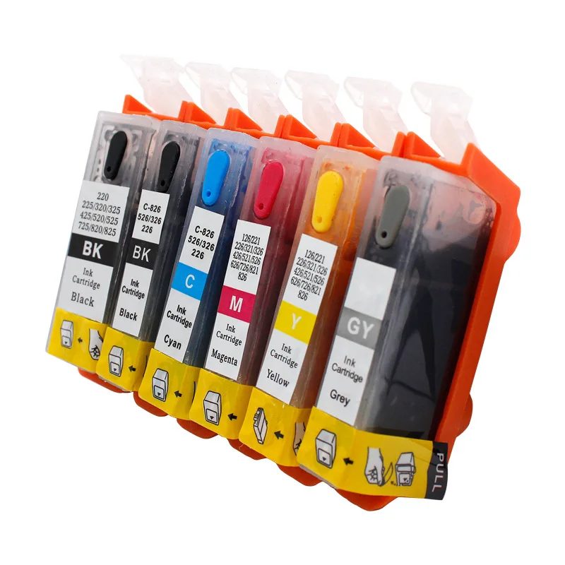 PGI-725 CLI-726 Refillable Ink Cartridge for Canon 725 726 PIXMA IP4870 IP4970 IX6560 MG5170 MG5270 MG5370  Printer