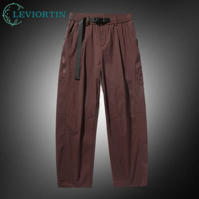 Summer Men's Lightweight Functional Cargo Pants Streetwear Loose Straight Wide-Leg Fit Multi-Pocket Outdoor Mountain Trousers