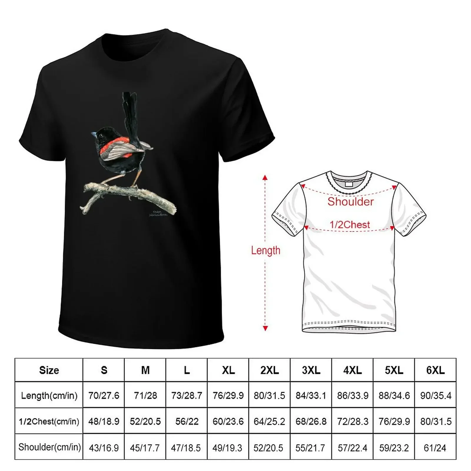 Red-Backed Fairy Wren T-Shirt Blouse designer shirts t shirt men 100℅ cotton