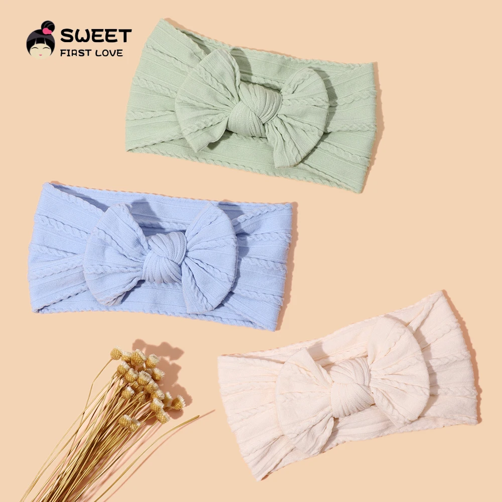 1pcs Bow Baby Head Band for Children Solid Baby Headbands Newborn Cable Headband Turban Kids Headwear Baby Accessories Girl