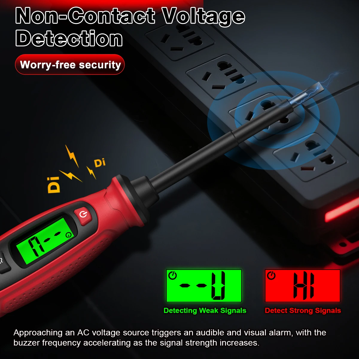 HT95B Digitaler AC-Spannungsprüfer Schraubendreher 3V-500V Berührungsloser Spannungsdetektor Leiter-/Neutralleiter-Test LCD-Anzeige Elektrischer Prüfstift – Detail 13