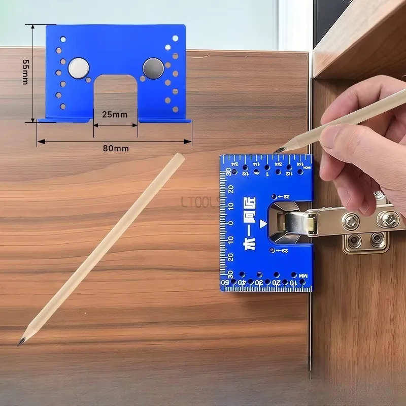 Upgraded Hinge Quick Installation Fixing Plate Aluminum Alloy/ABS Strong Magnetic Limit Plate Cabinet Hole Drilling Locator Jig