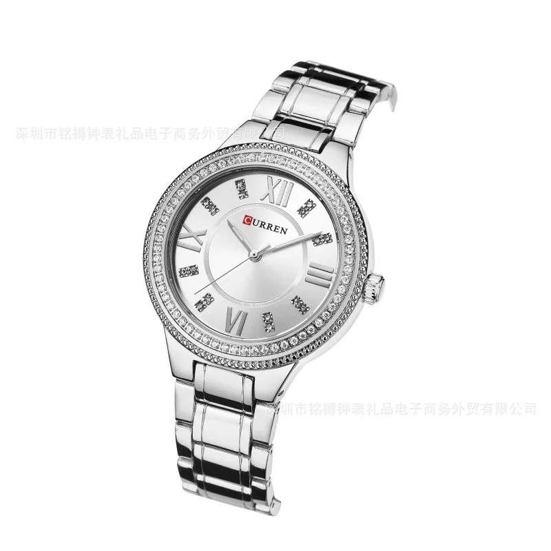 Curren Women's 9004 Quartz Watch Fashionable Waterproof Women's Watch Diamond Steel Watch