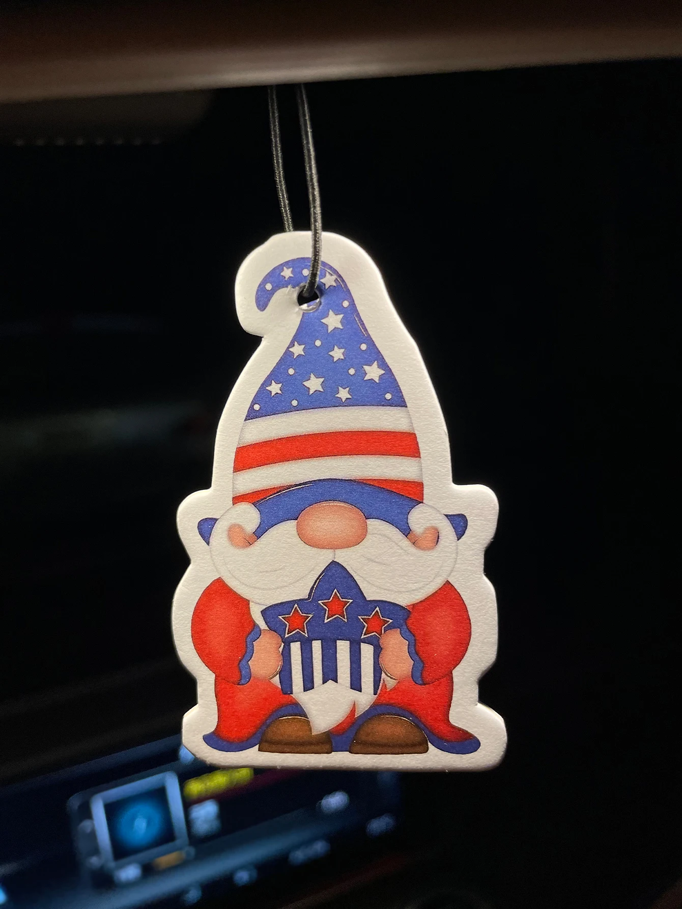 Patriotic American Flag Gnome Car Air Freshener, USA Star Stripes 4th of July Gnome Hanging Scent Paper Bookmark, Natural Plant