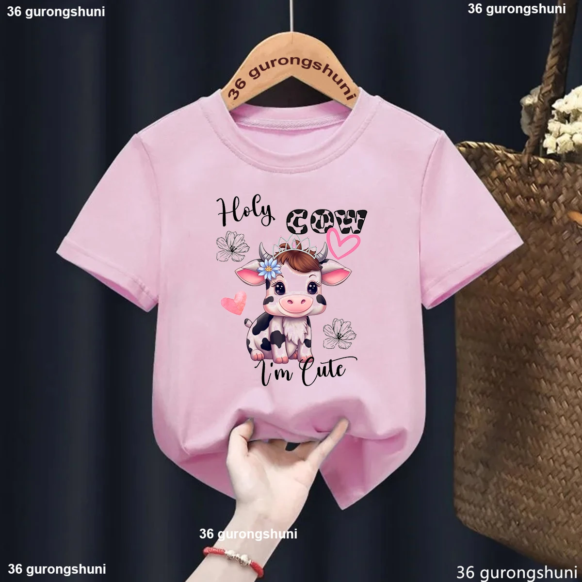 Cute Holy Cow Printed Children Tshirt Fashion Short Sleeve Kids Clothes Summer Boy Girl Universal Birthday Gifts Top Wholesale