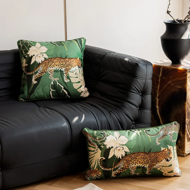 Green Pillow Leopard Cushion Case Luxury Simple Decorative Pillow Cover For Sofa Chair Home Decorations