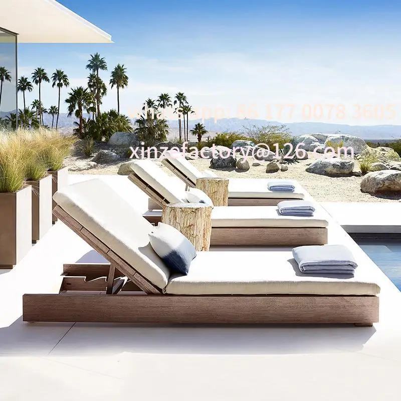 

Customizable Outdoor Loungers Courtyard Teak Villa Homestay Pool Loungers