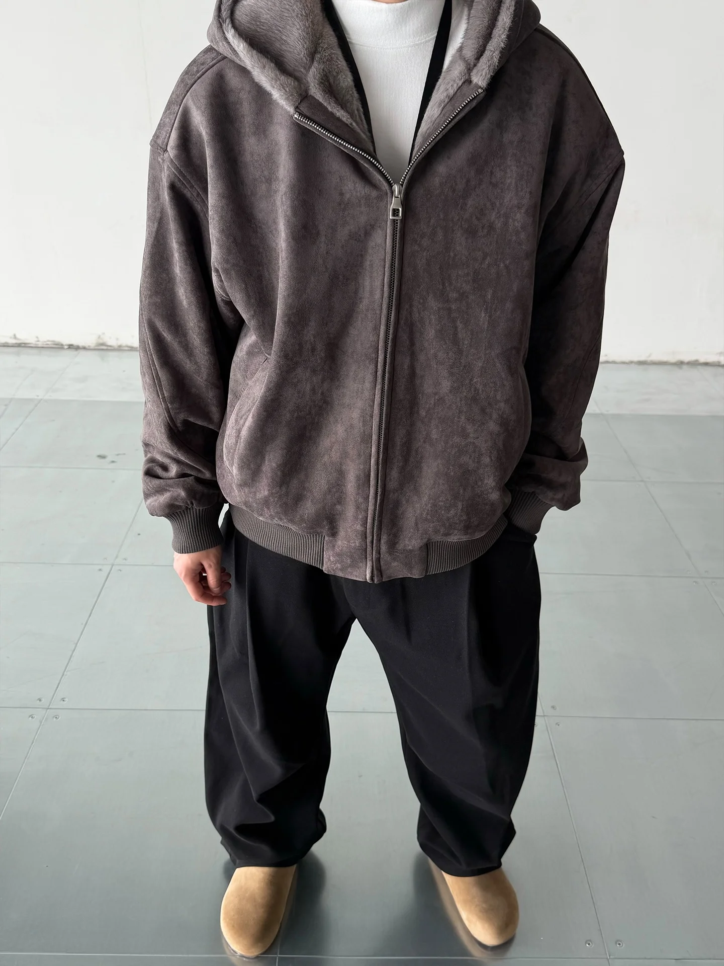 

Retro American Lazy Mountain Eagle Hooded Cotton Jaet Men's Faux Fur Lined Warm Outerwear Trendy Polyester Fiber Fill