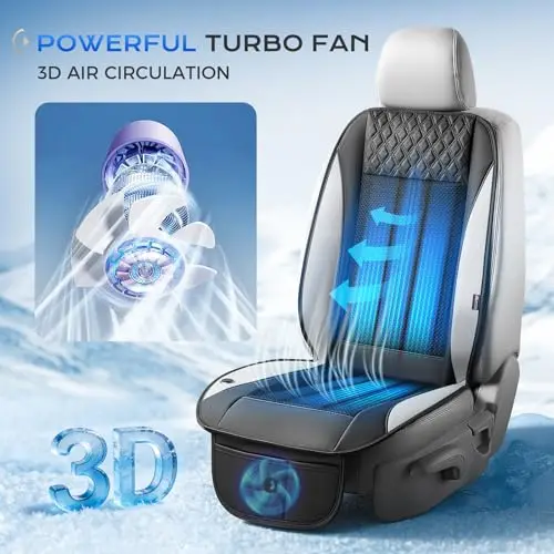 Gray Universal Ventilated Car Seat Cover With 3-Speed Adjustable Cooling Fan, Breathable Mesh Cushion For SUV Truck Van view 6
